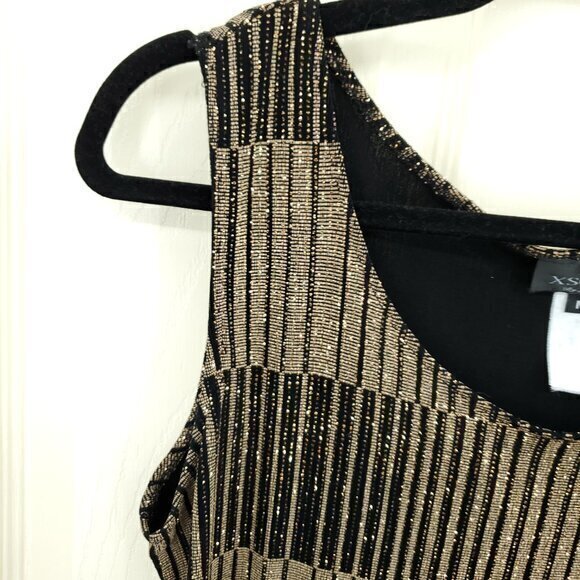 VTG 90s Xscape Shimmer Stretch Gold/Black Sleeveless Shell Top M - Picture 6 of 12